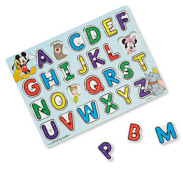 Melissa & Doug Disney Classics Wooden Alphabet Peg Puzzle - Little