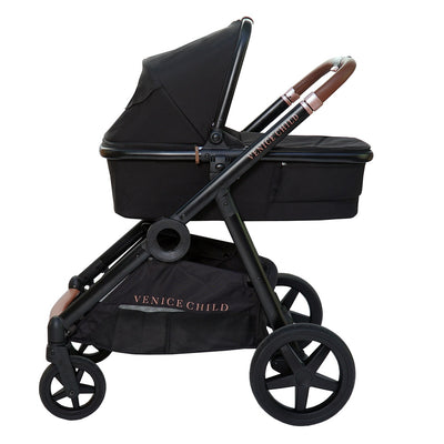Venice Child Ventura Single to Double Sit-n-Stand Stroller & Bassinet- Package 2 in Midnight