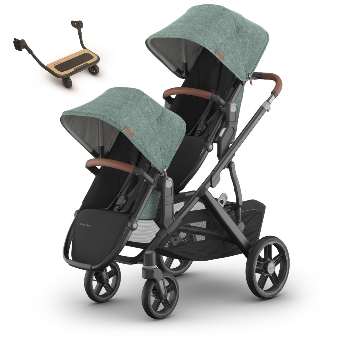 UPPAbaby VISTA V3 Stroller + Upper Adapters + RumbleSeat V3+ PiggyBack Bundle in Gwen