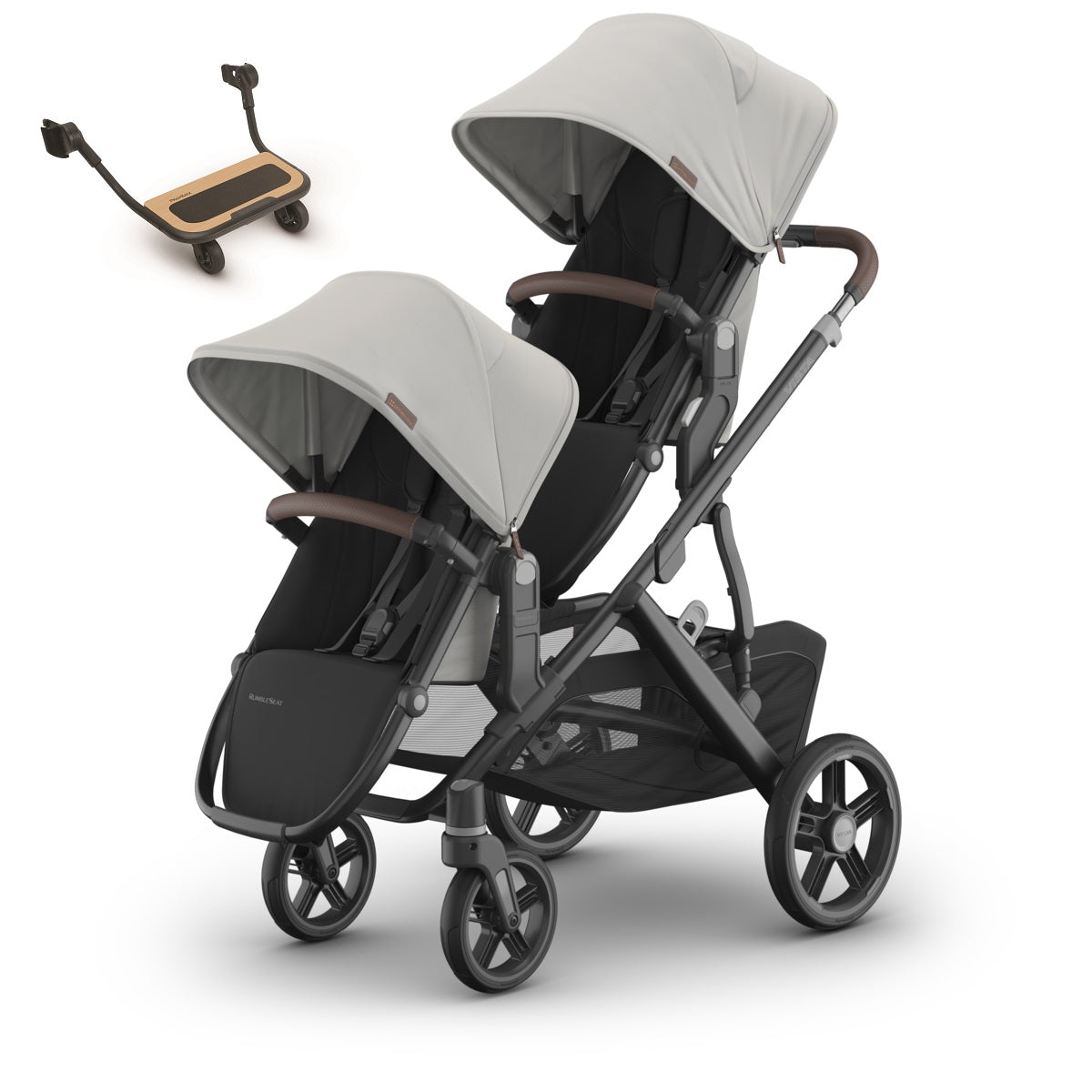 UPPAbaby VISTA V3 Stroller + Upper Adapters + RumbleSeat V3+ PiggyBack Bundle in Savannah