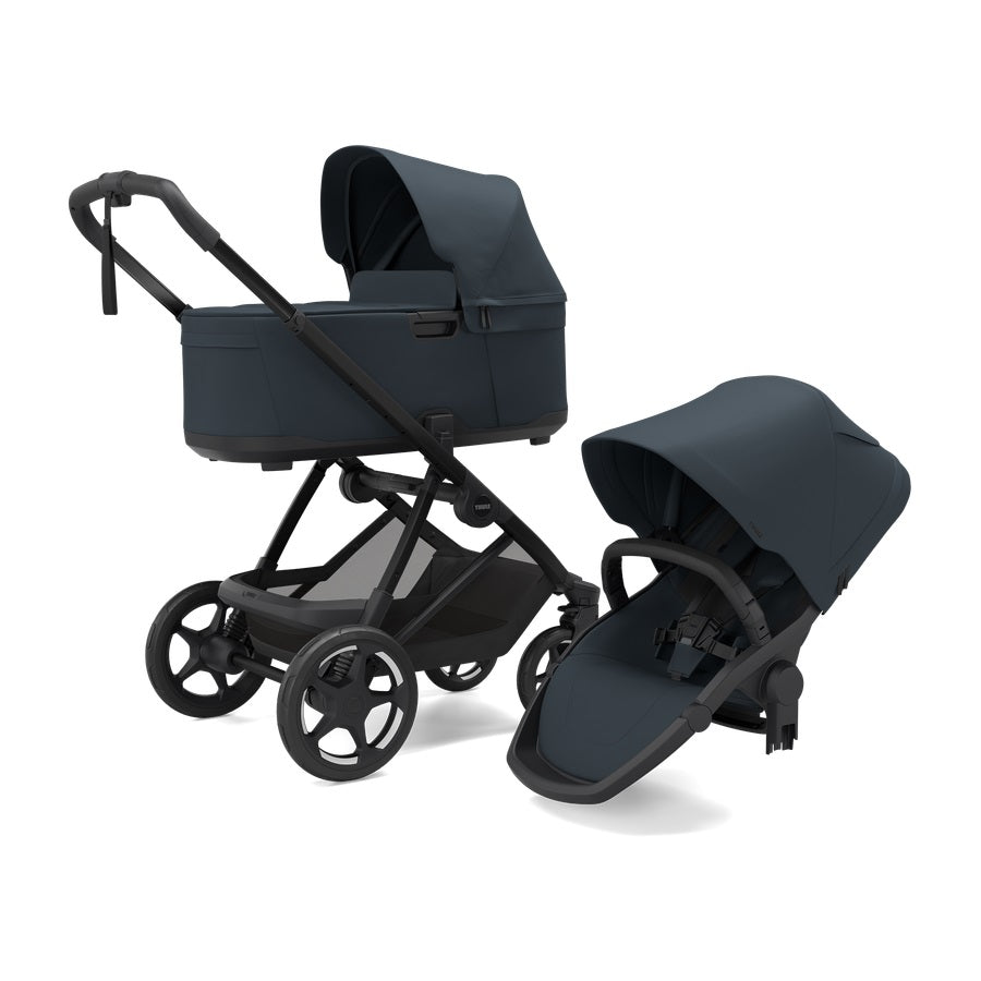 Thule Charm Stroller + Bassinet Bundle in Darkest Blue