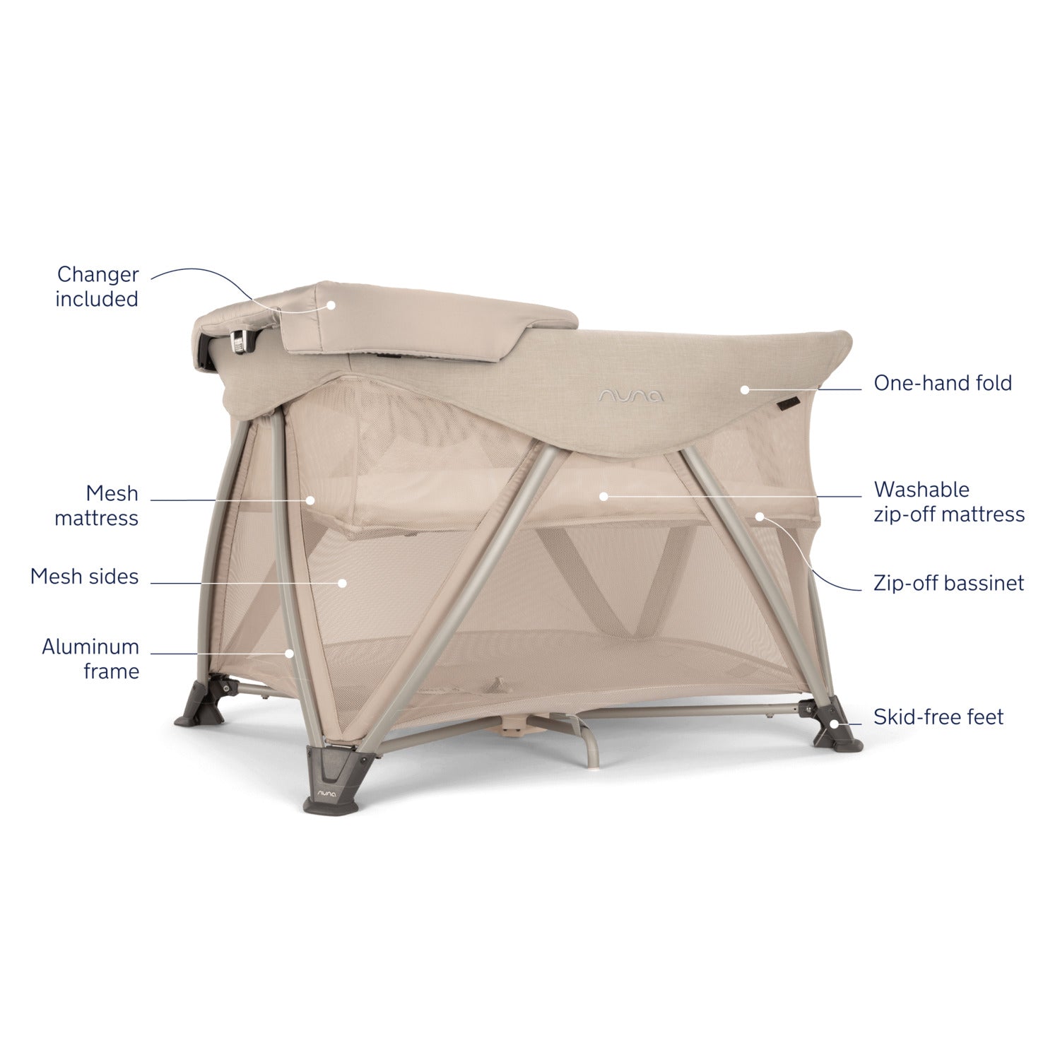 Bassinet Sena Cot Nuna SENA Aire Playard With Zip-Off Bassinet