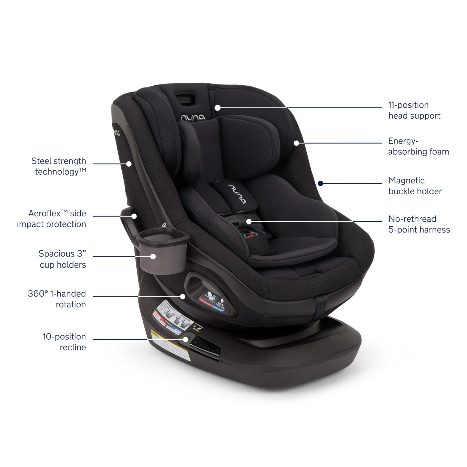 Nuna REVV™ Maxx Rotating Convertible Car Seat in Midnight