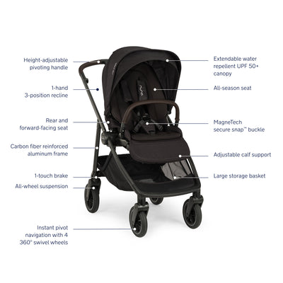 Nuna SWIV™ + PIPA™ Urbn Travel System in Caviar/chocolate
