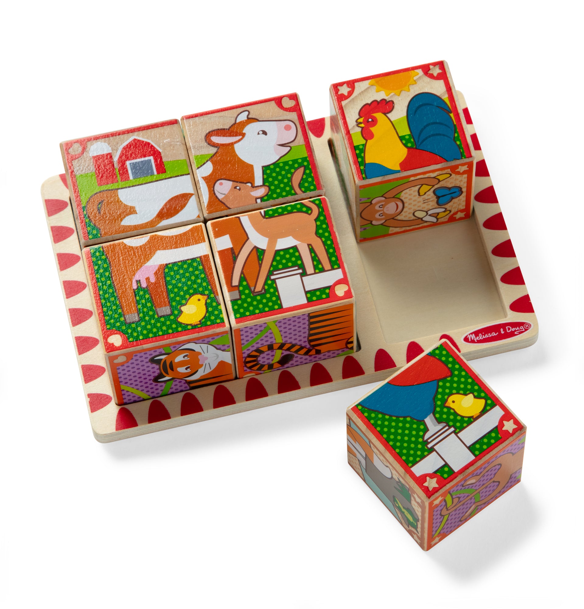 Melissa & Doug 2 in 1 Wooden Cube Puzzle - Animals