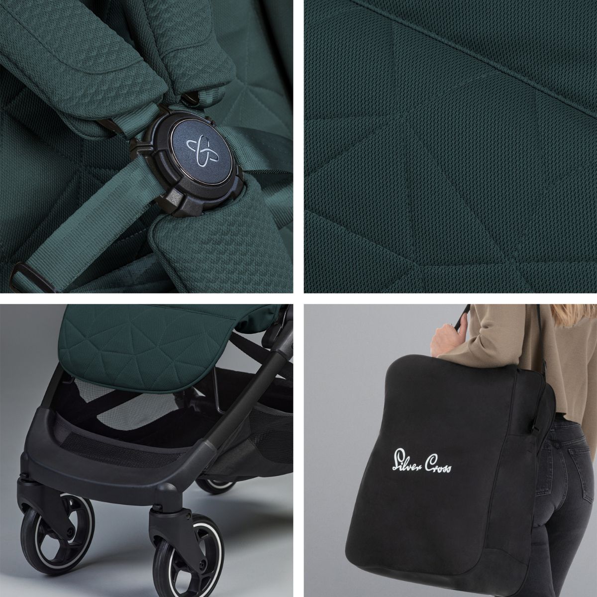 Silver Cross Clic Super Compact Stroller in Conifer