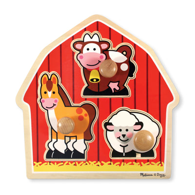 Melissa & Doug Barnyard Animals Jumbo Knob Puzzle - 3 Pieces