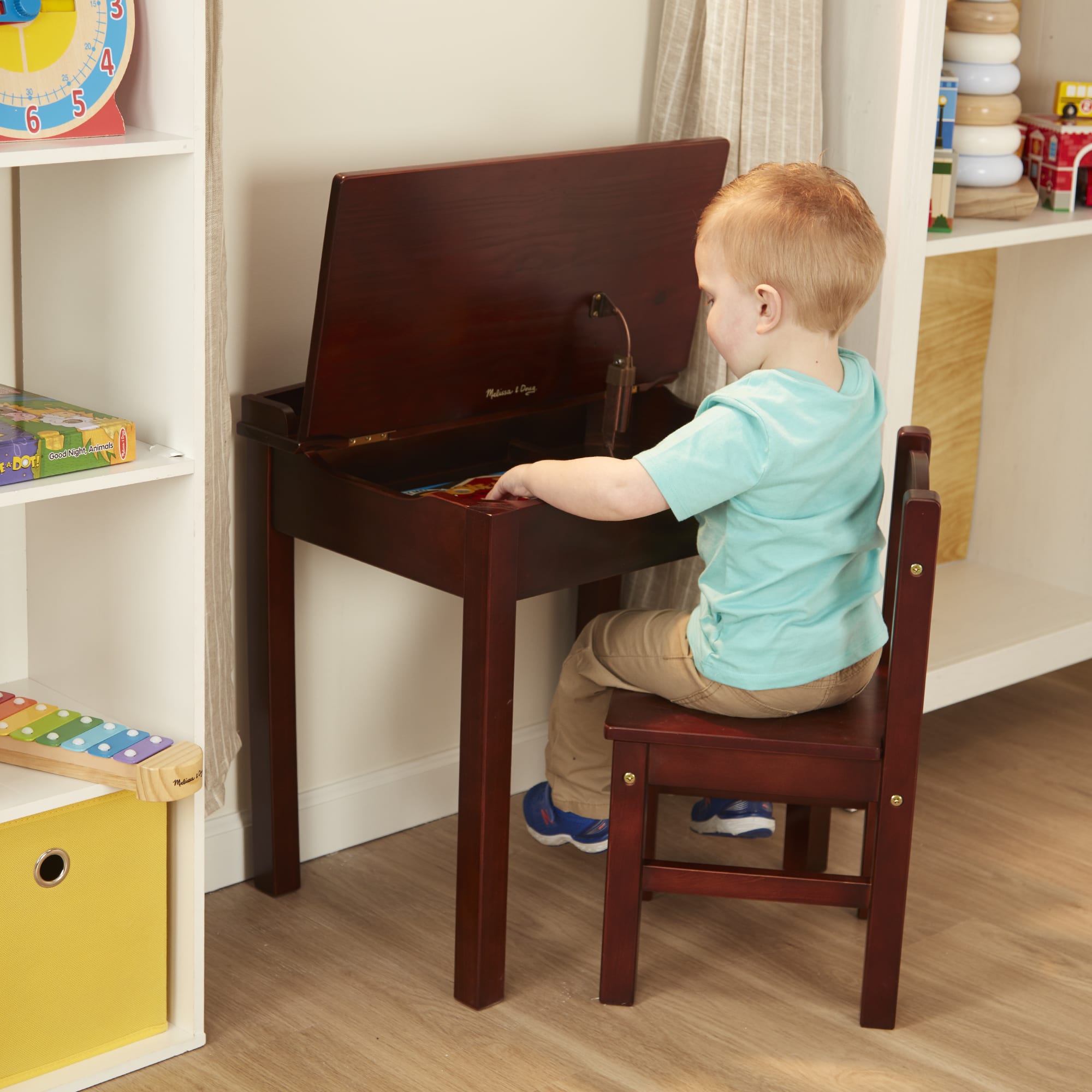 Melissa & Doug Child's Lift-Top Desk & Chair - Espresso