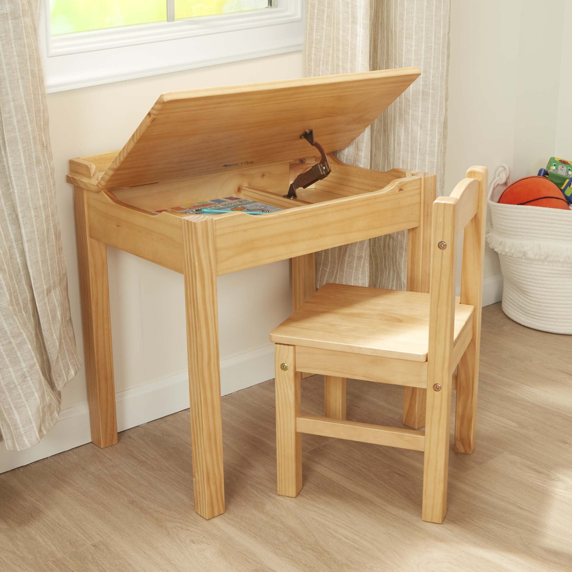 Child's Lift-Top Desk & Chair - Honey