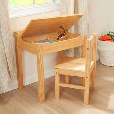 Child's Lift-Top Desk & Chair - Honey