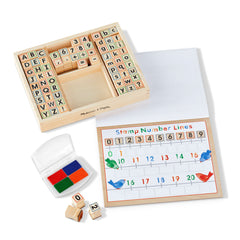 Melissa & Doug Deluxe Wooden Stamp Set - ABCs 123s - Little Folks NYC