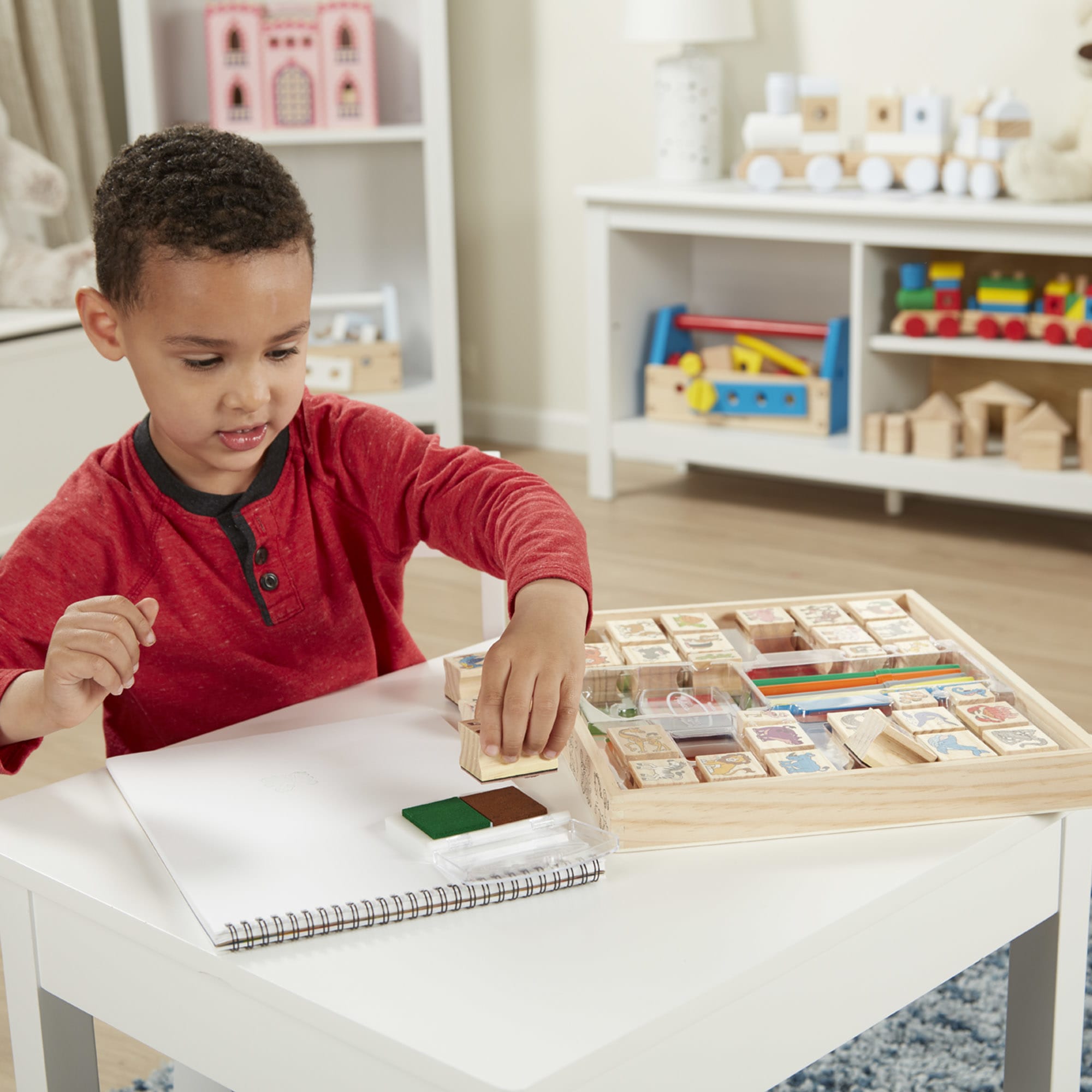 Melissa & Doug Deluxe Wooden Stamp Set - Animals