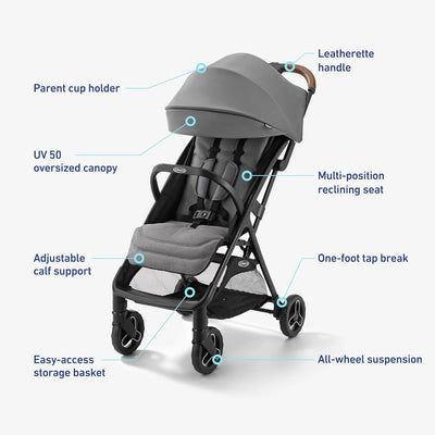 Graco Ready2Jet Compact Stroller, Lilac Mod