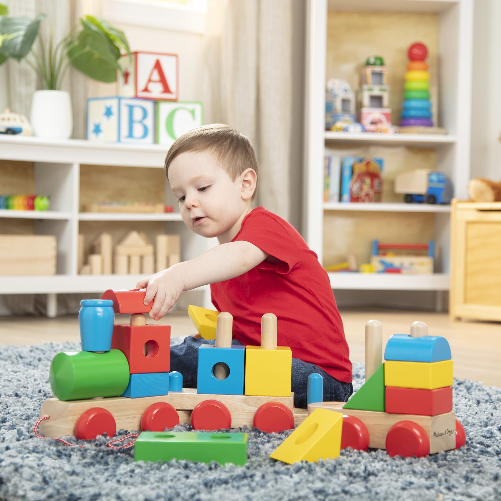 Melissa & Doug Jumbo Wooden Stacking Train - Classic