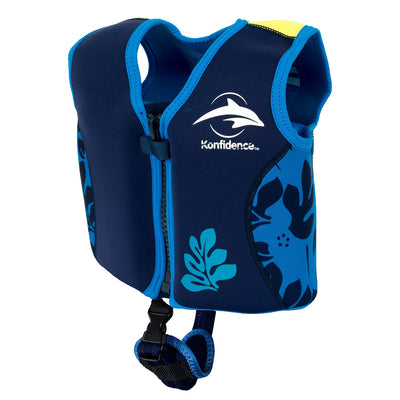 Konfidence Original Swim Jacket with Removable Support Strap in Navy Palm