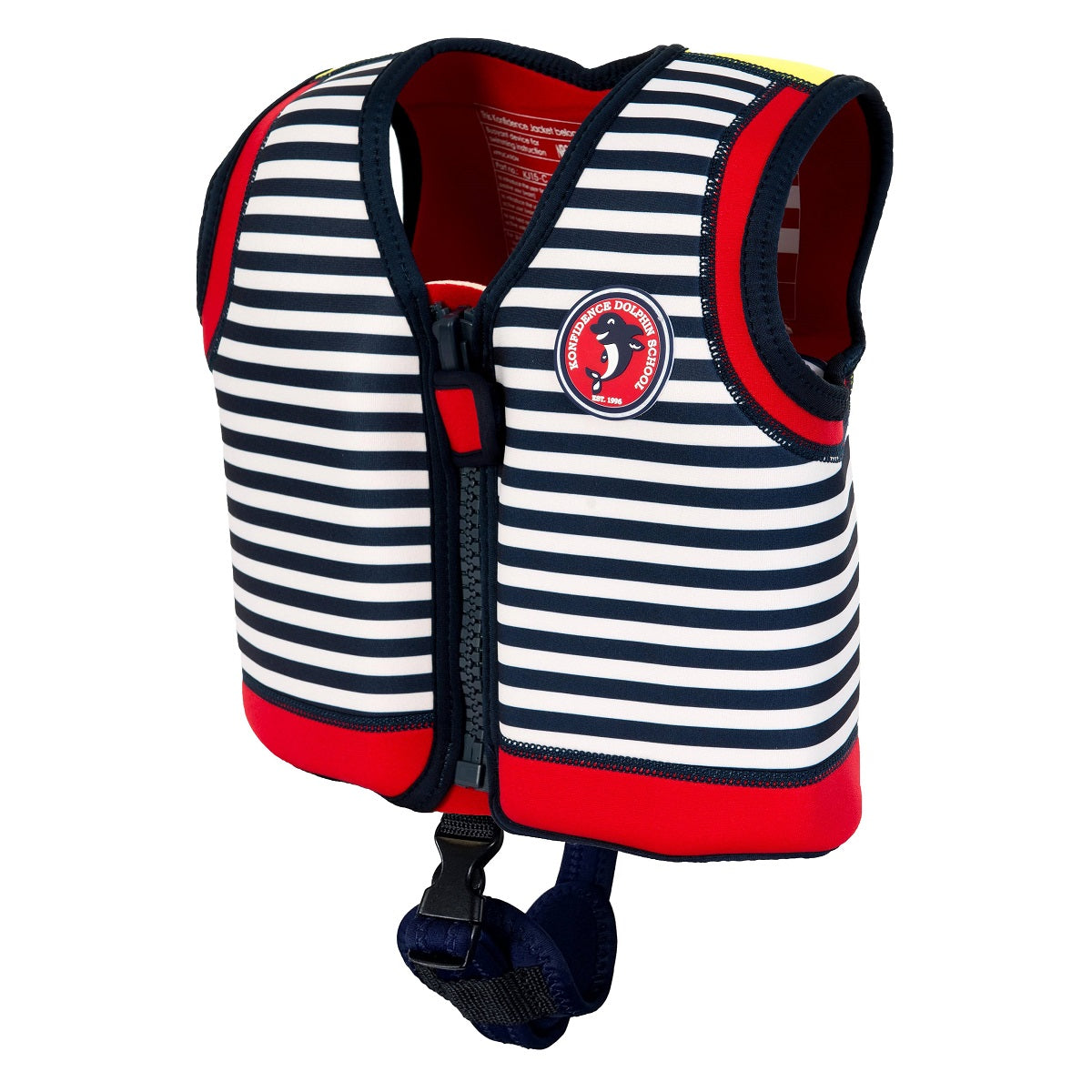 Konfidence Original Swim Jacket with Removable Support Strap in Hamptons Navy Stripe