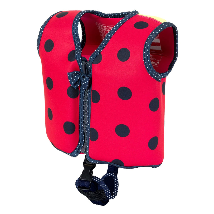 Konfidence Original Swim Jacket with Removable Support Strap in Ladybird Polka Dot