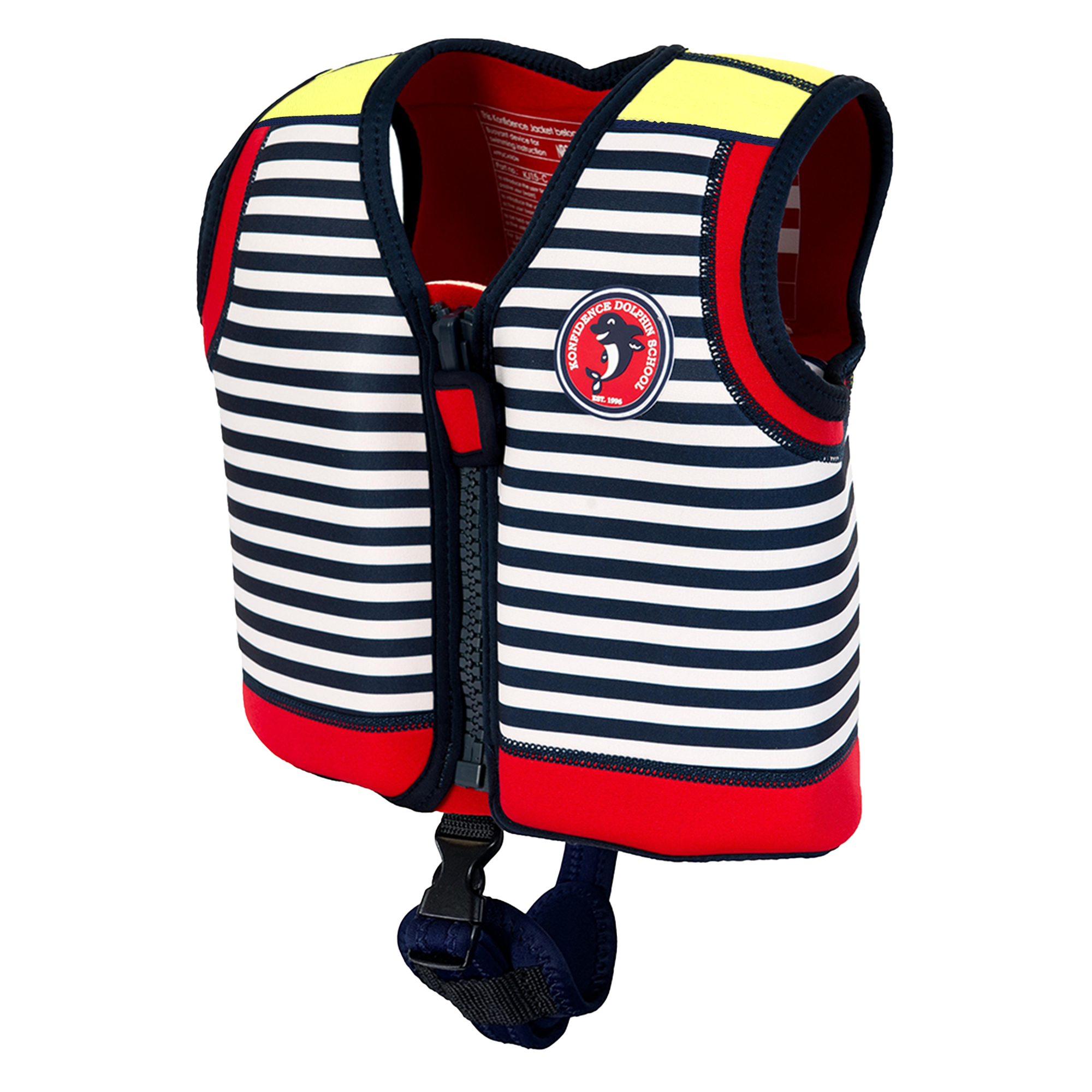 Konfidence Original Swim Jacket v21 with Removable Support Strap in Hamptons Navy Stripe