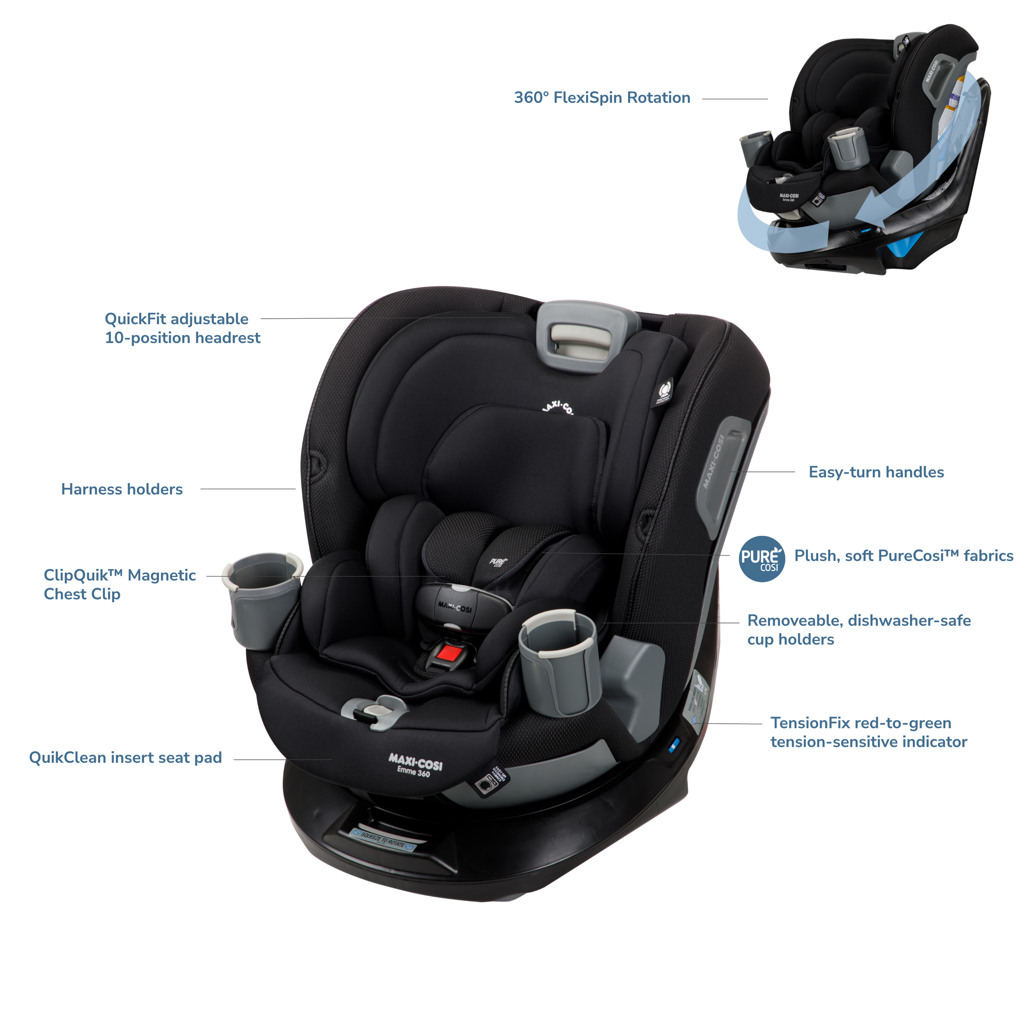 Maxi Cosi Emme 360 Rotating All in One Convertible Car Seat