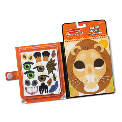 Melissa & Doug Make-a-Face - Safari Reusable Sticker Pad - On the Go Travel