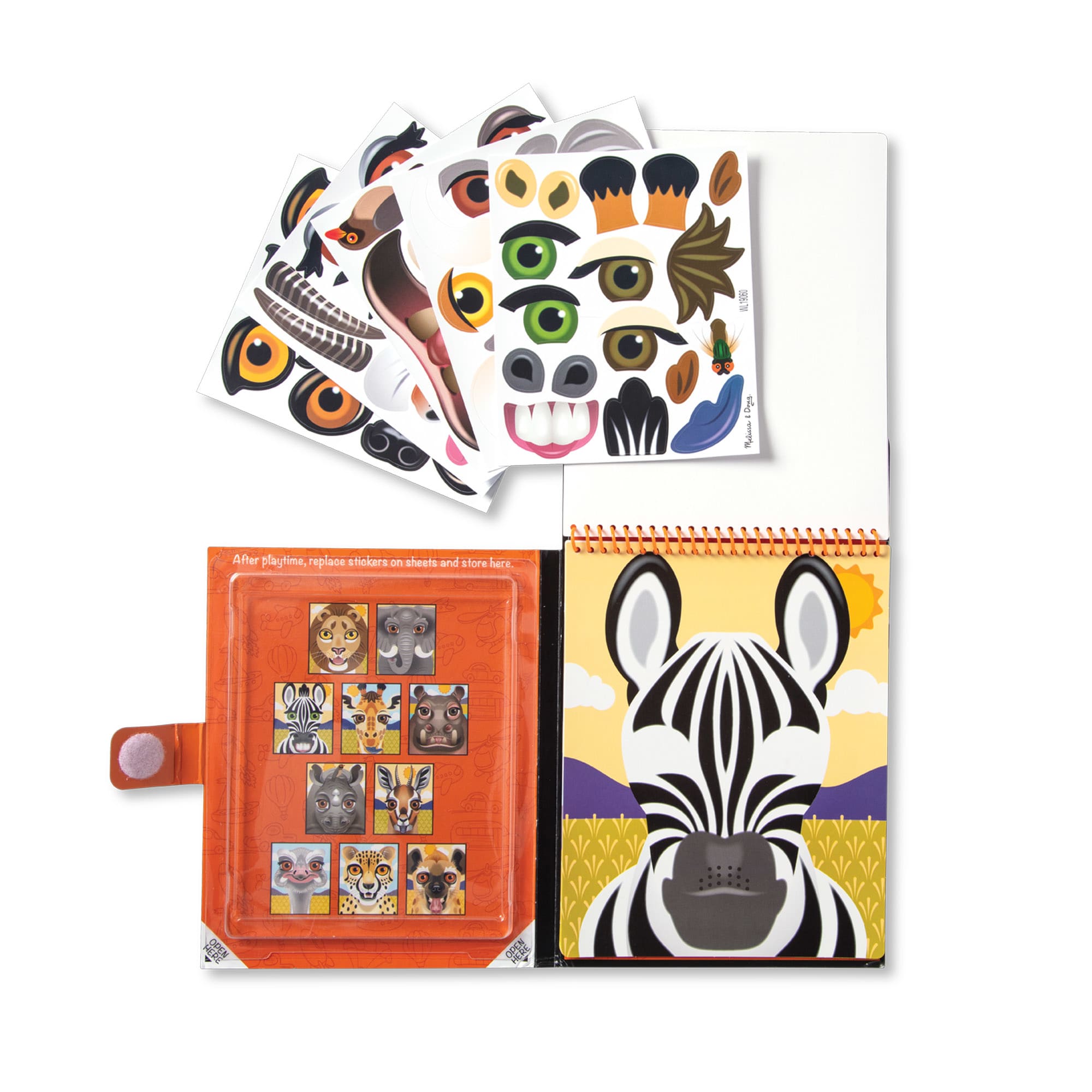Melissa & Doug Make-a-Face - Safari Reusable Sticker Pad - On the Go Travel