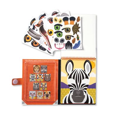 Melissa & Doug Make-a-Face - Safari Reusable Sticker Pad - On the Go Travel
