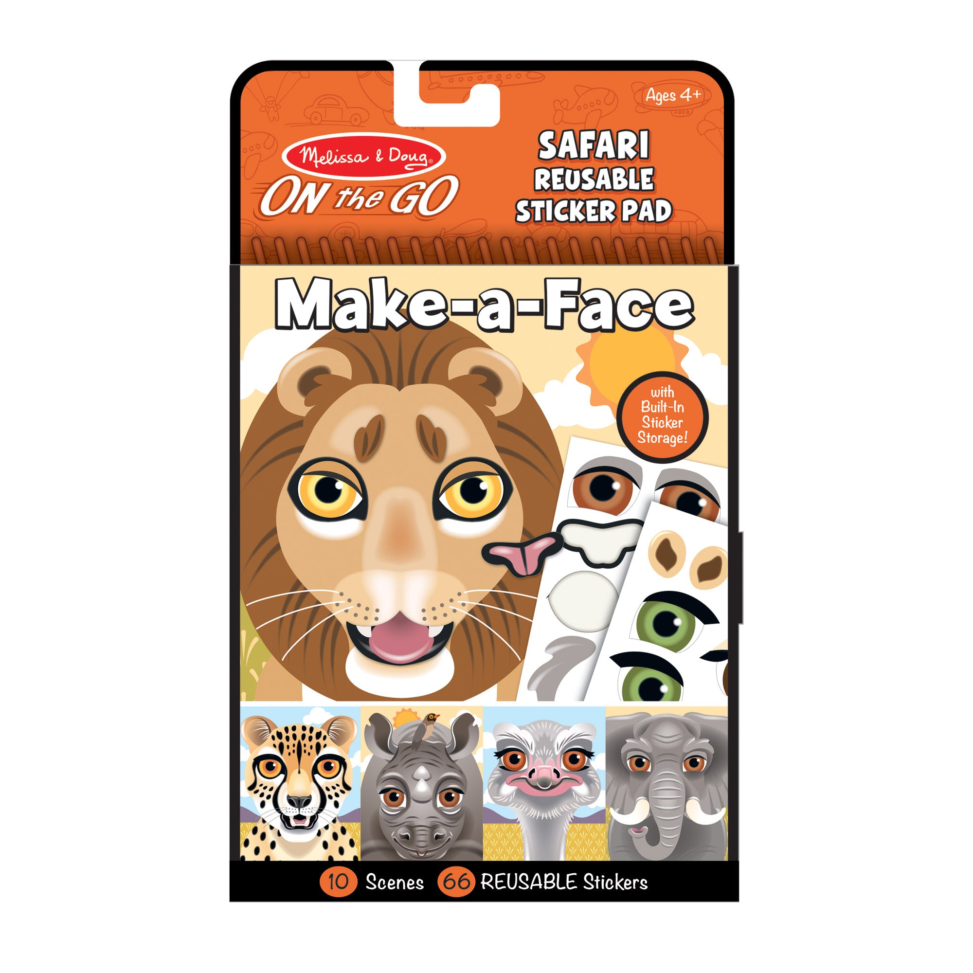 Melissa & Doug Make-a-Face - Safari Reusable Sticker Pad - On the Go Travel