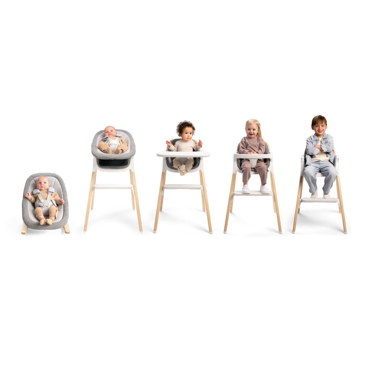 Nuna BRYN™ High Chair + Newborn Rocker Seat in Heritage
