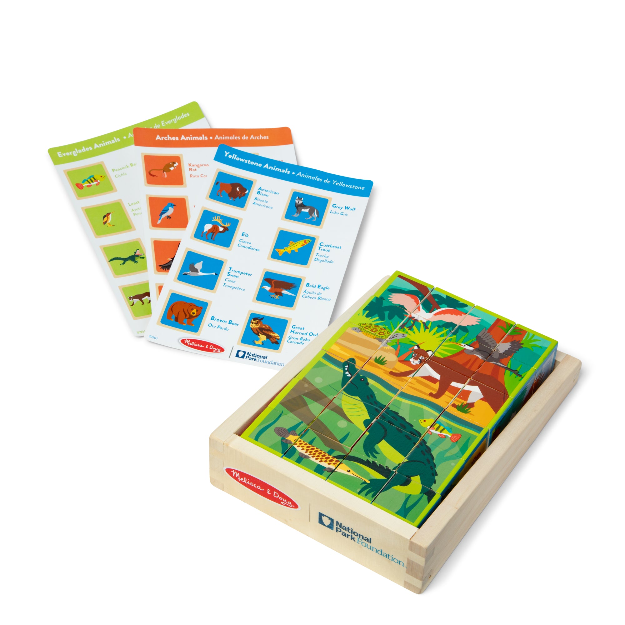 Melissa & Doug National Parks Alphabet & Animals Cube Puzzle 24 Wooden Block Pieces