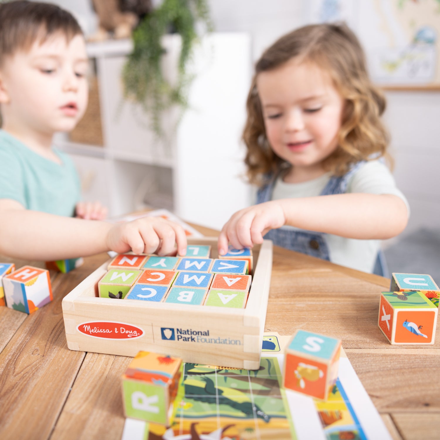 Melissa & Doug National Parks Alphabet & Animals Cube Puzzle 24 Wooden Block Pieces