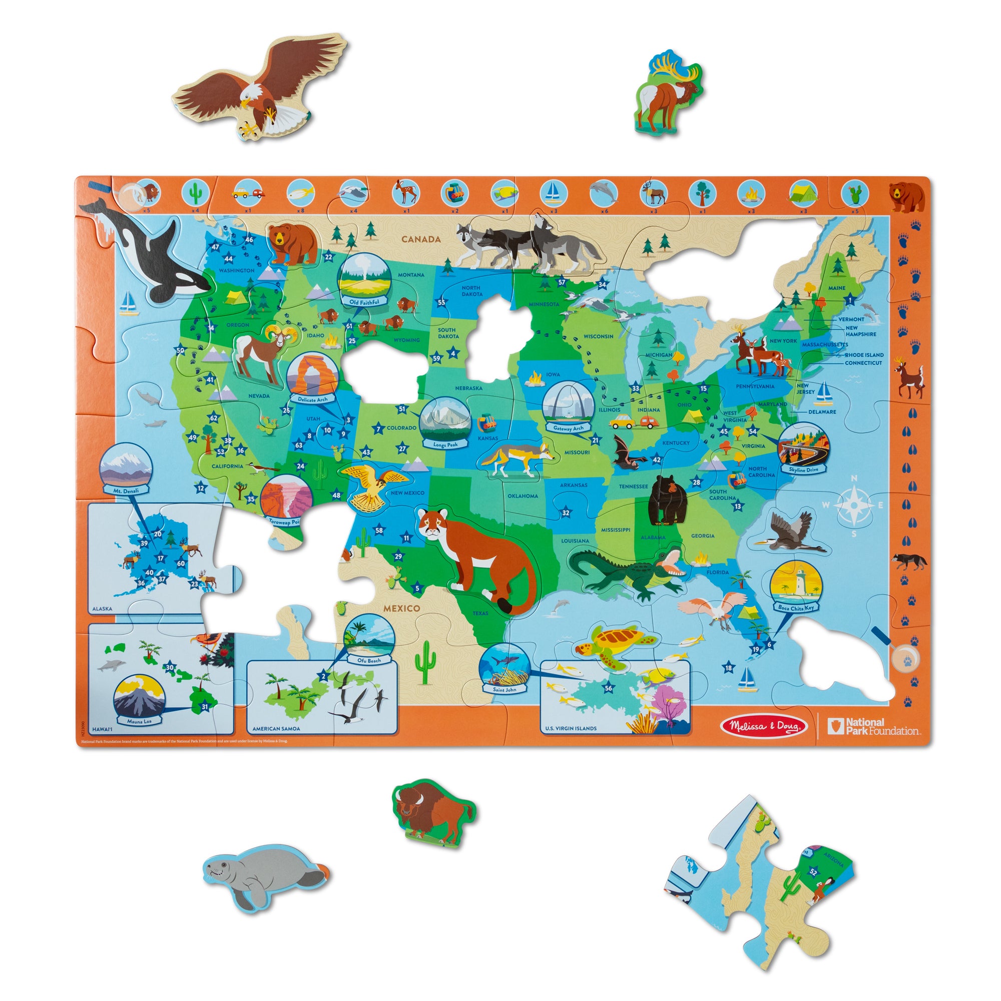 Melissa & Doug National Parks U.S.A. Map Floor Puzzle - 45 Pieces