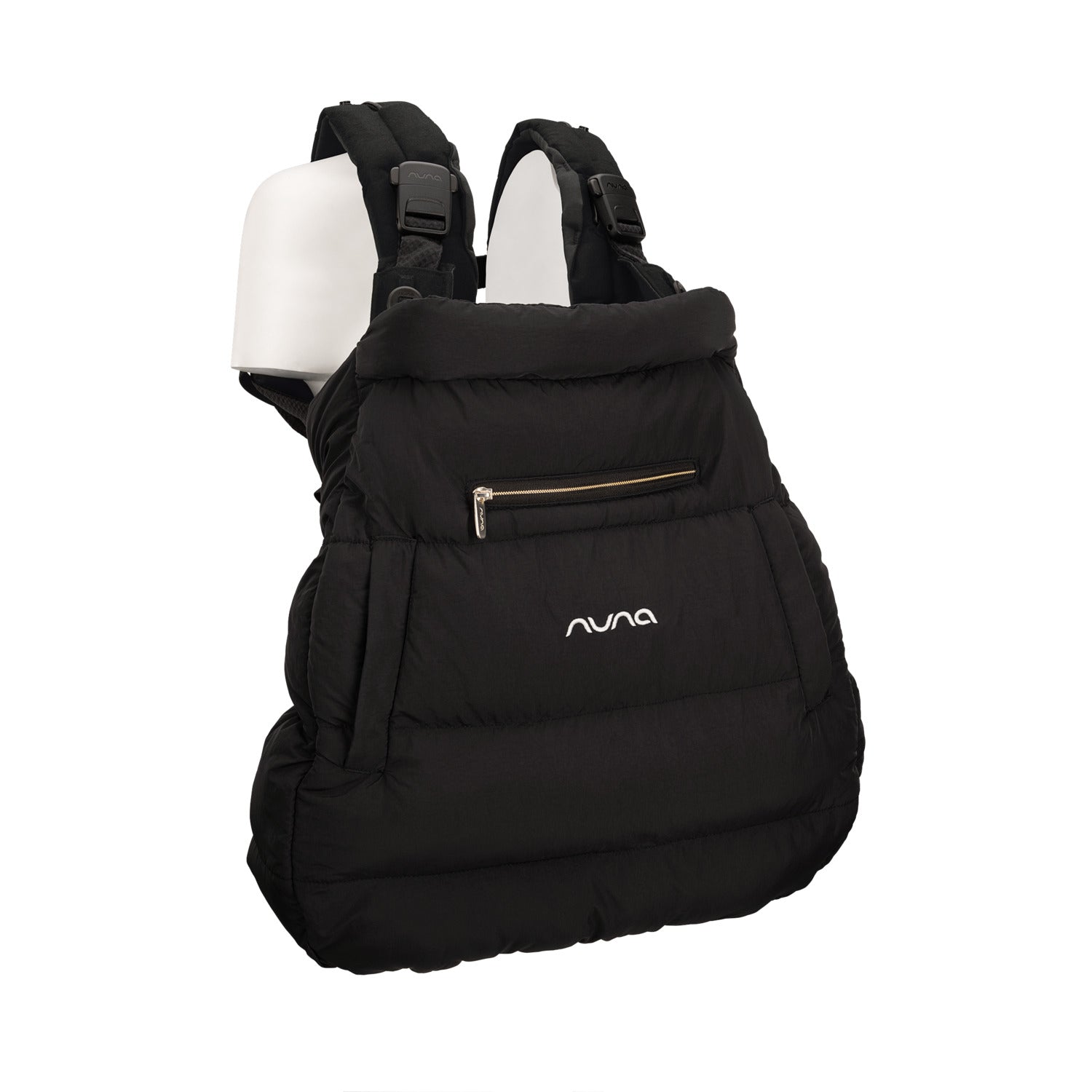 Black baby carrier with Nuna logo on a white background