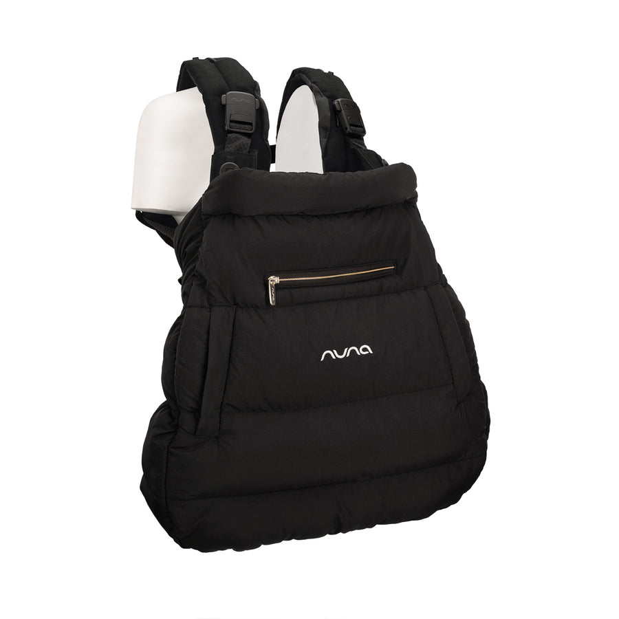 Black baby carrier with Nuna logo on a white background