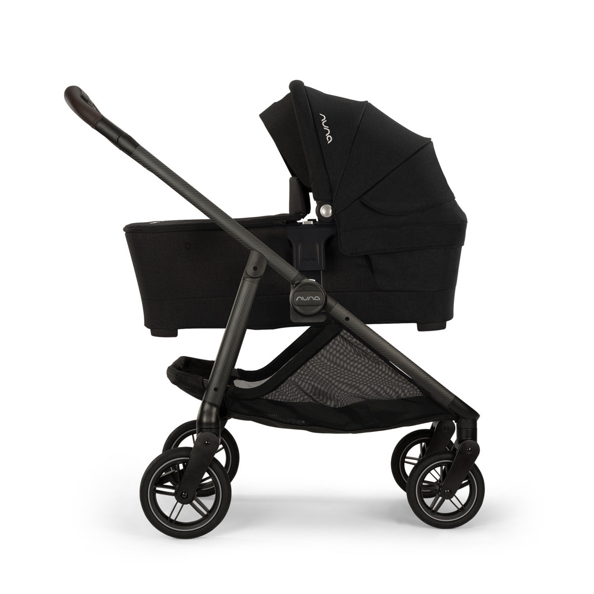 Nuna SWIV™ and TRIV™ Series Bassinet + Stand in Caviar/Chocolate
