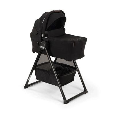 Nuna SWIV™ and TRIV™ Series Bassinet + Stand in Caviar/Chocolate