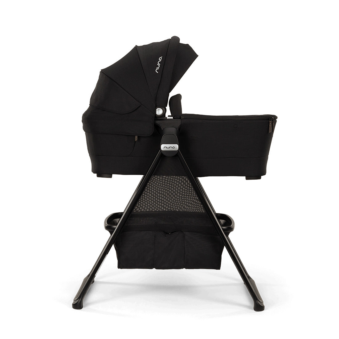 Nuna SWIV™ and TRIV™ Series Bassinet + Stand in Caviar/Chocolate