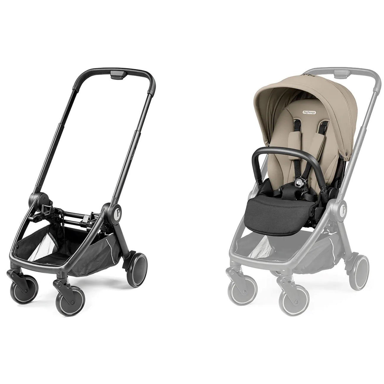 Peg Perego City Loop Chassis + City Loop Seat in Vanilla Blend