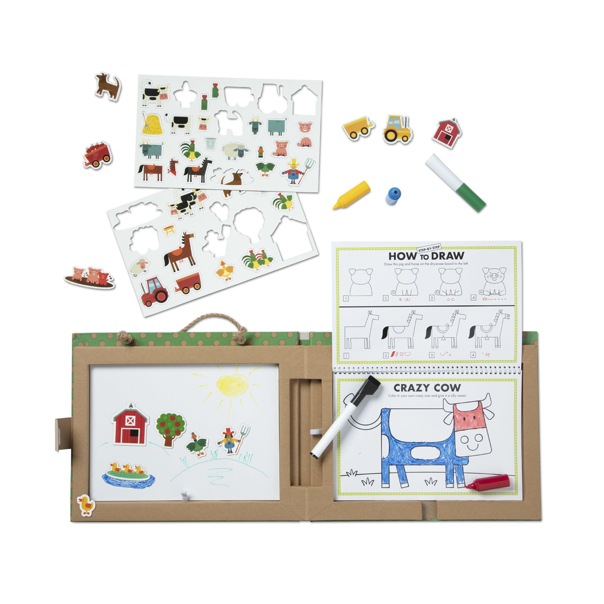 Melissa & Doug Natural Play: Play, Draw, Create Reusable Drawing & Magnet Kit - Farm
