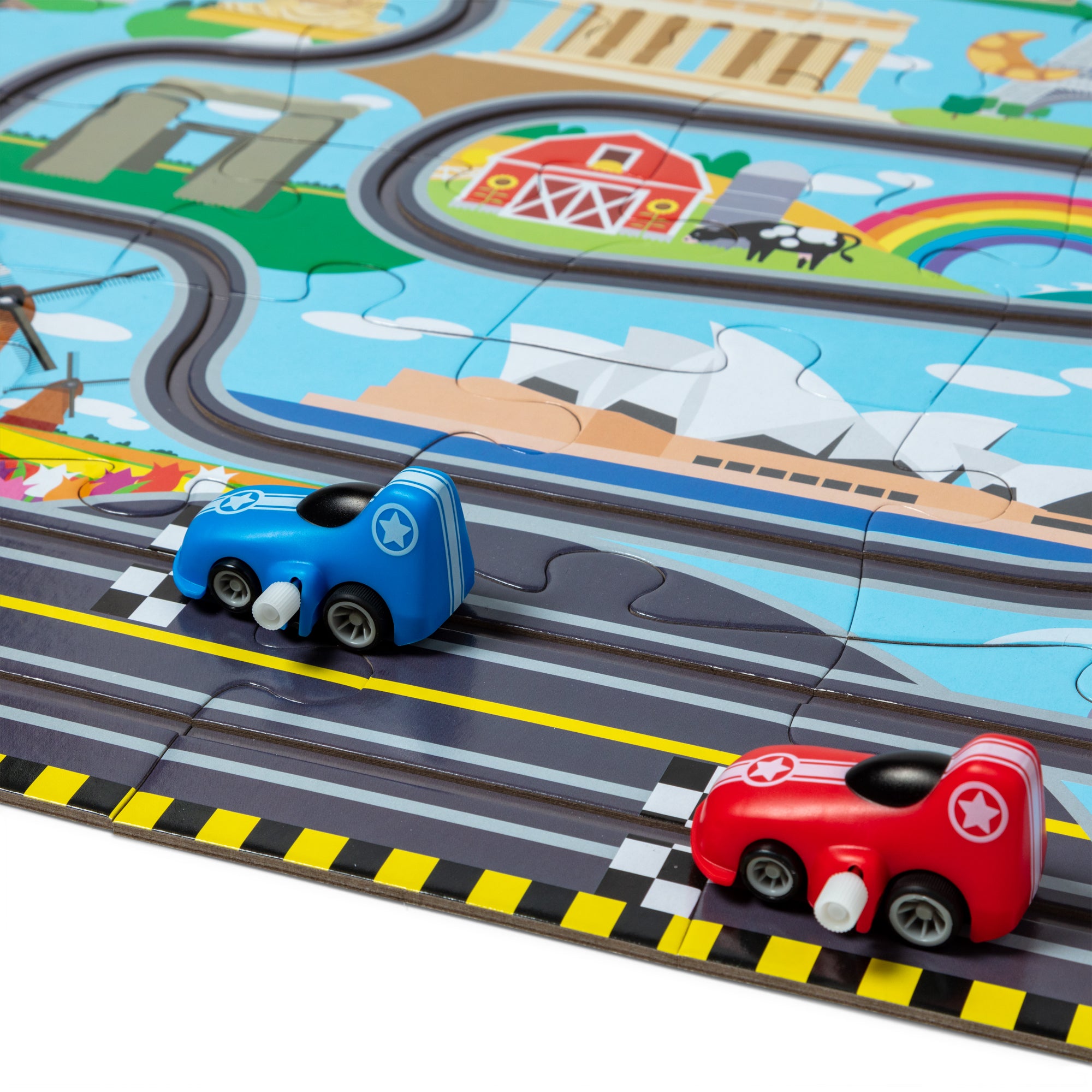 Melissa & Doug Race Track Floor Puzzle & Play Set