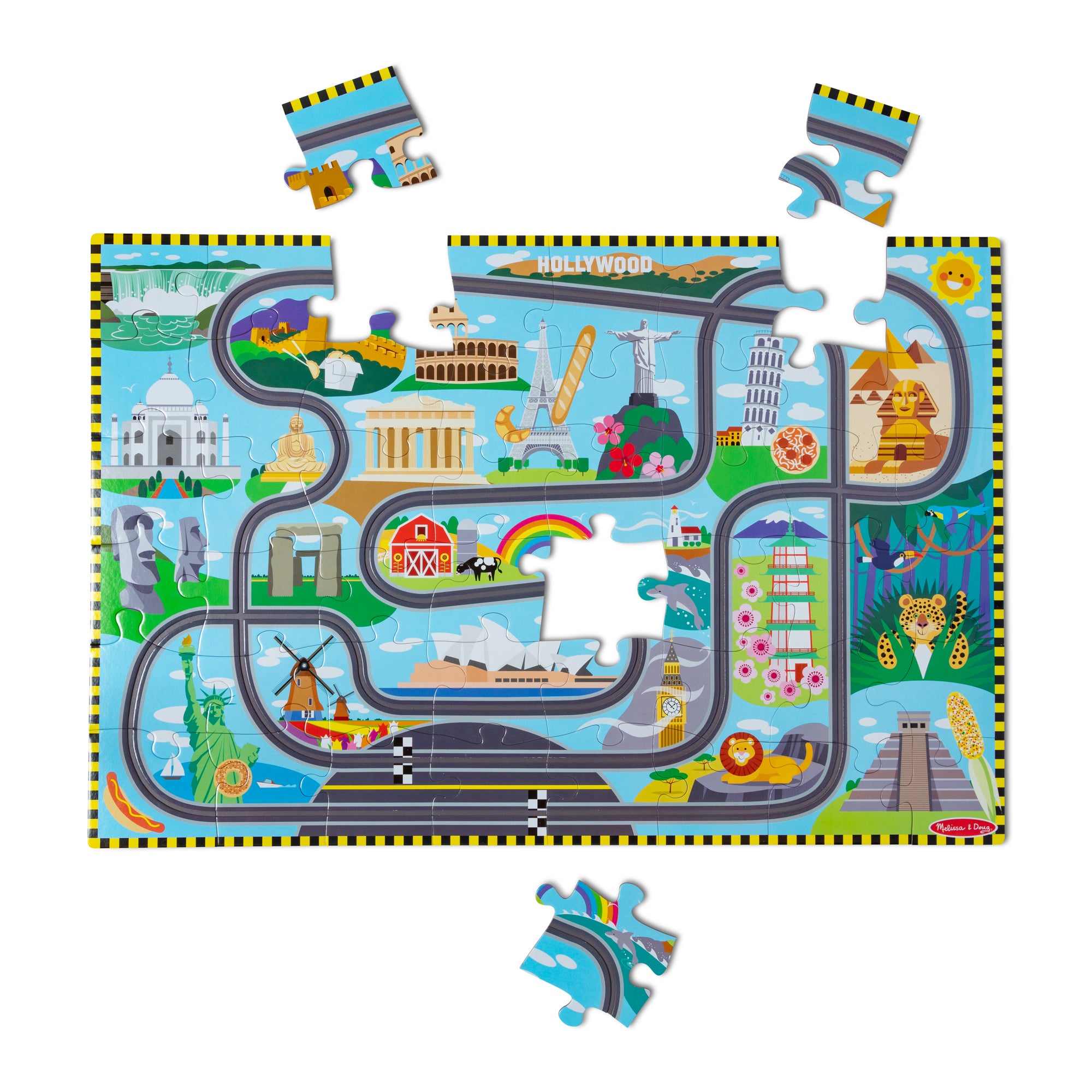 Melissa & Doug Race Track Floor Puzzle & Play Set