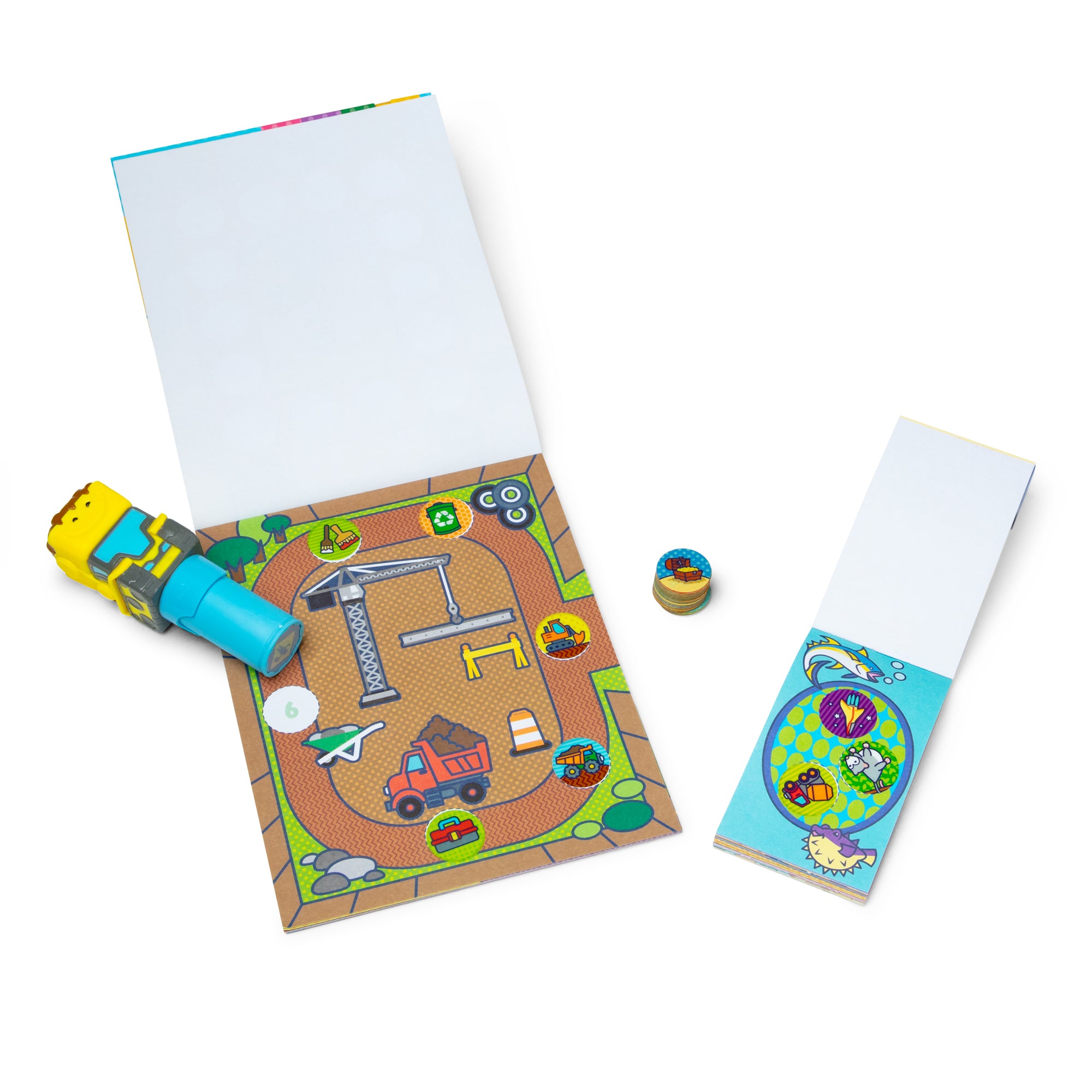 Melissa & Doug Sticker Wow Bulldozer Bundle: Activity Pad & Sticker Stamper + Mini Activity Pad and 200 Refill Stickers