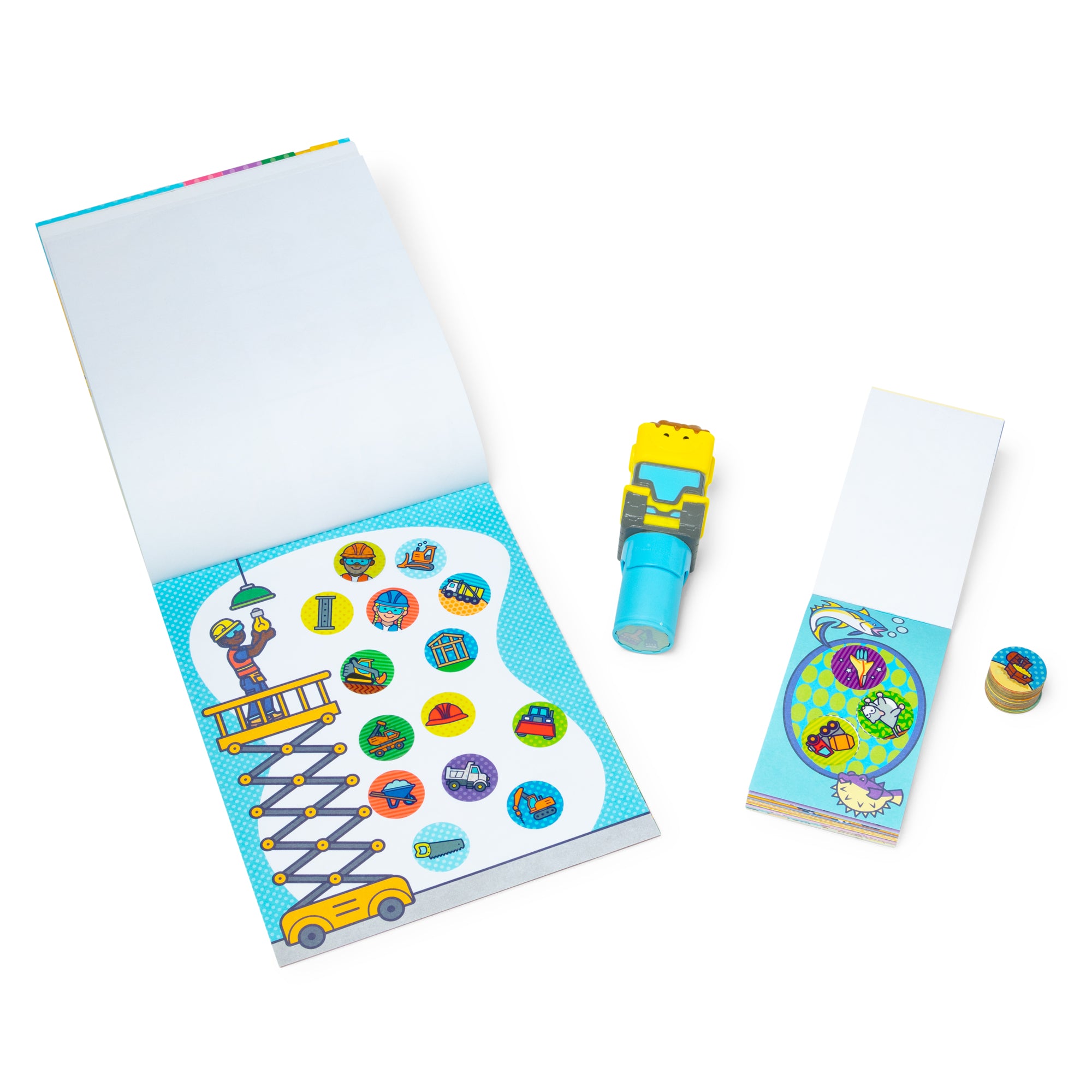 Melissa & Doug Sticker Wow Bulldozer Bundle: Activity Pad & Sticker Stamper + Mini Activity Pad and 200 Refill Stickers