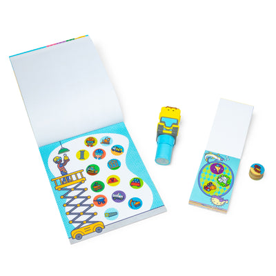 Melissa & Doug Sticker Wow Bulldozer Bundle: Activity Pad & Sticker Stamper + Mini Activity Pad and 200 Refill Stickers