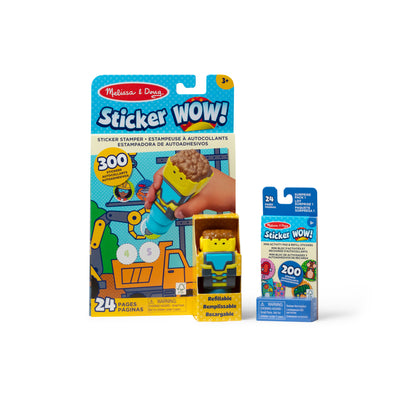 Melissa & Doug Sticker Wow Bulldozer Bundle: Activity Pad & Sticker Stamper + Mini Activity Pad and 200 Refill Stickers