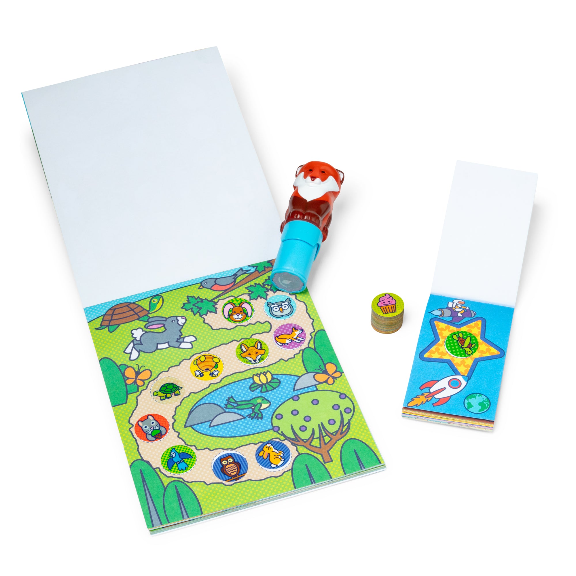 Melissa & Doug Sticker Wow Fox Bundle: Activity Pad & Sticker Stamper + Mini Activity Pad and 200 Refill Stickers