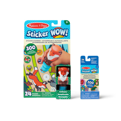 Melissa & Doug Sticker Wow Fox Bundle: Activity Pad & Sticker Stamper + Mini Activity Pad and 200 Refill Stickers