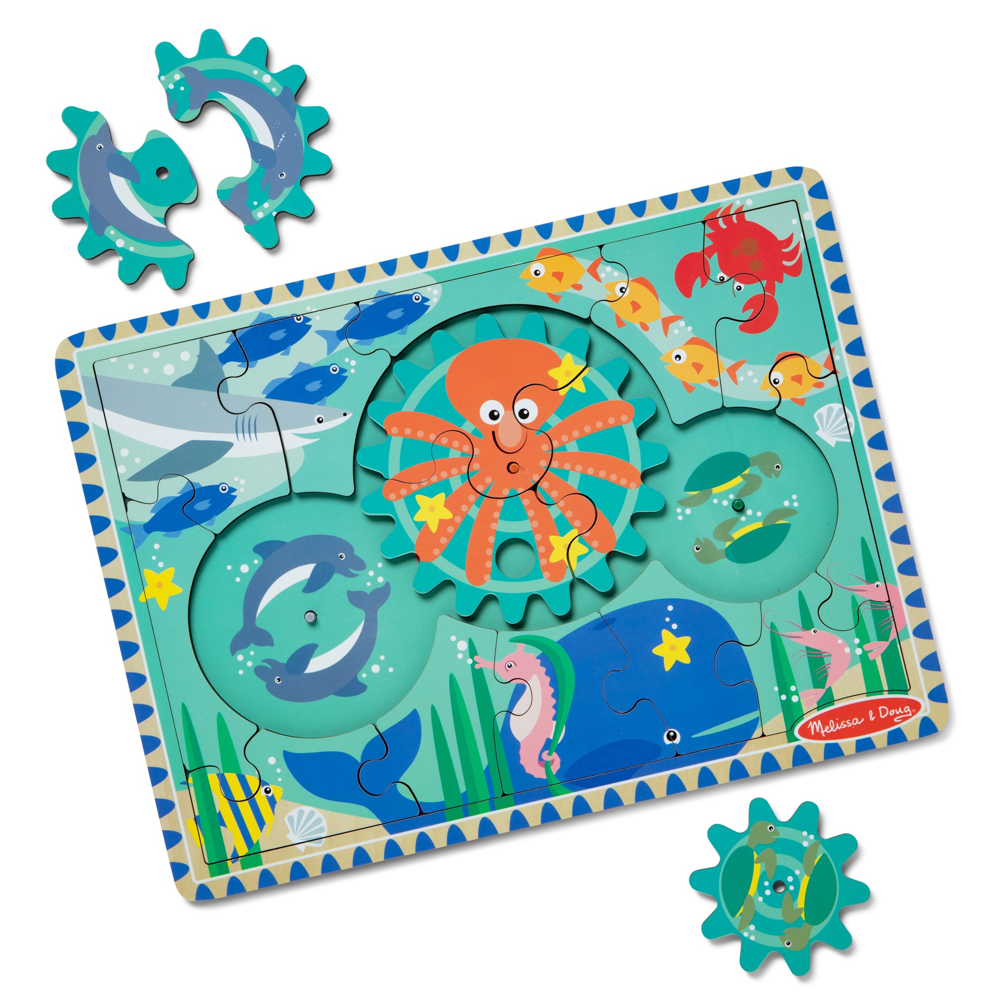 Melissa & Doug Underwater Wooden Gear Puzzle - 18 Pieces