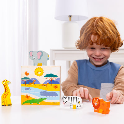 Melissa & Doug Wooden Animal Matching Safari