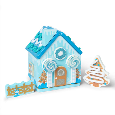 Melissa & Doug Wooden Gingerbread House Play Set - Winter Frost
