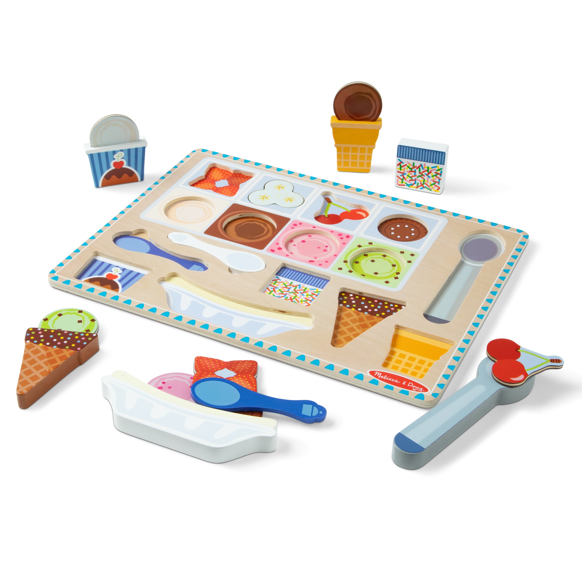 Melissa & Doug Wooden Magnetic Ice Cream Puzzle & Play Set - 16 Pieces